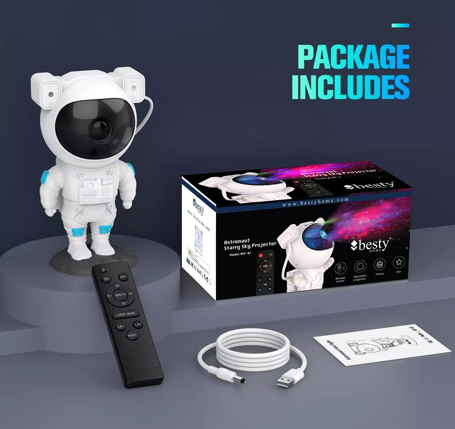 HOME Night Light Astronaut Galaxy Star Projector