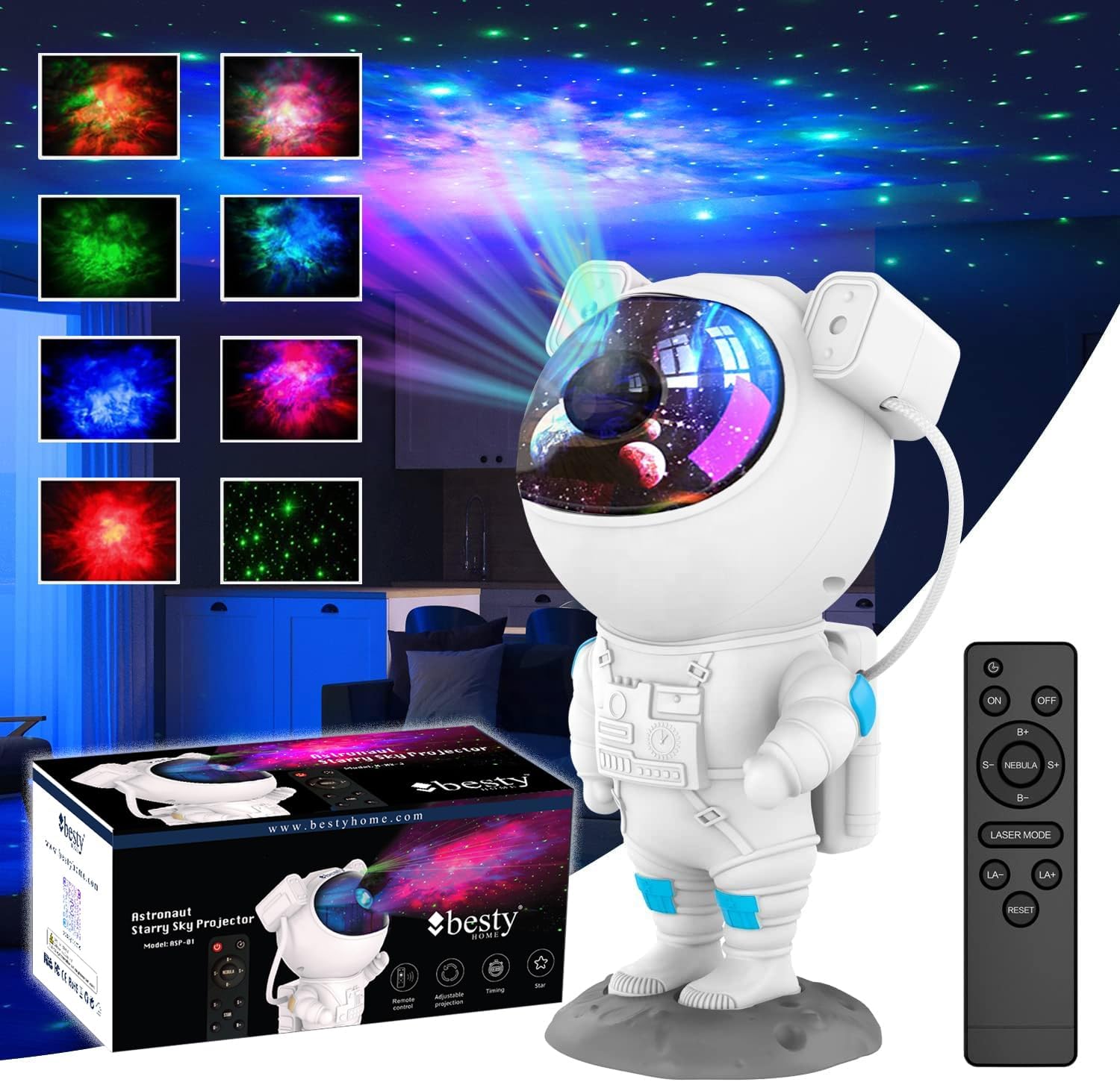 HOME Night Light Astronaut Galaxy Star Projector