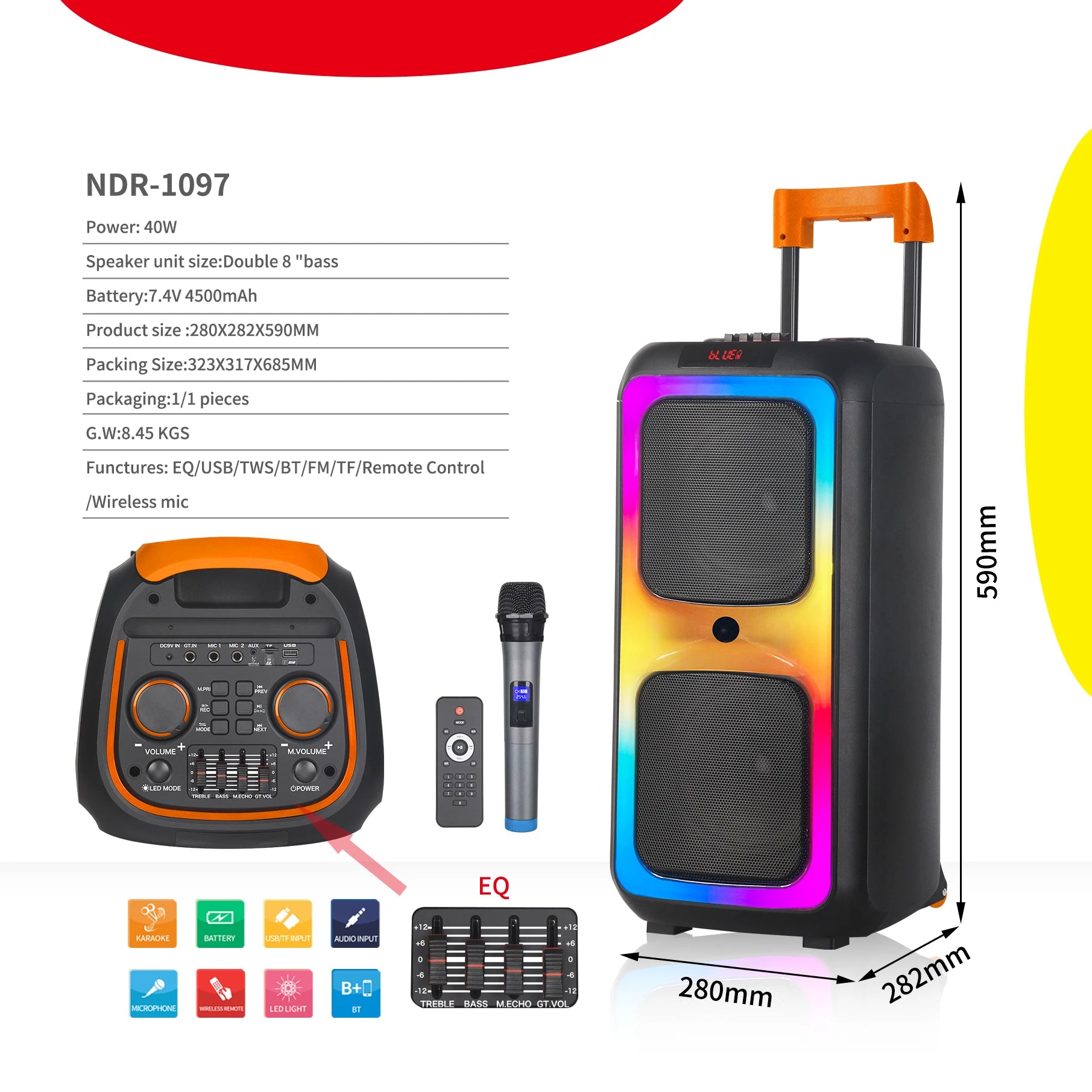 NDR-1097 Bluetooth Party Speake
